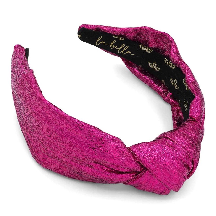 Accessories La Bella Hair Ties & Clips | Metallic Tinsel Knotted Headband - Pink Sapphire