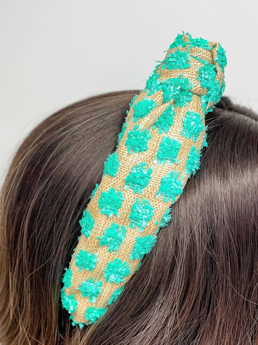 Accessories Prep Obsessed U&I Headbands | Raffia Embossed Knotted Headband - Mint