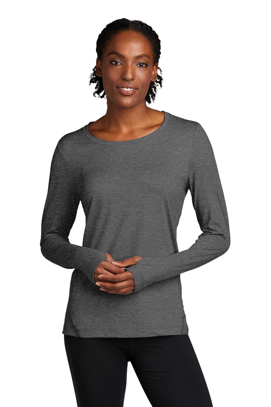 Clothing Sanmar Athleisure | Sport-Tek® 1.5 Long Sleeve Crew - Graphite Heather (Ships In 1-2 Weeks)