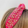 Accessories Prep Obsessed Headbands | Rhinestone Knotted Headband - Hot Pink