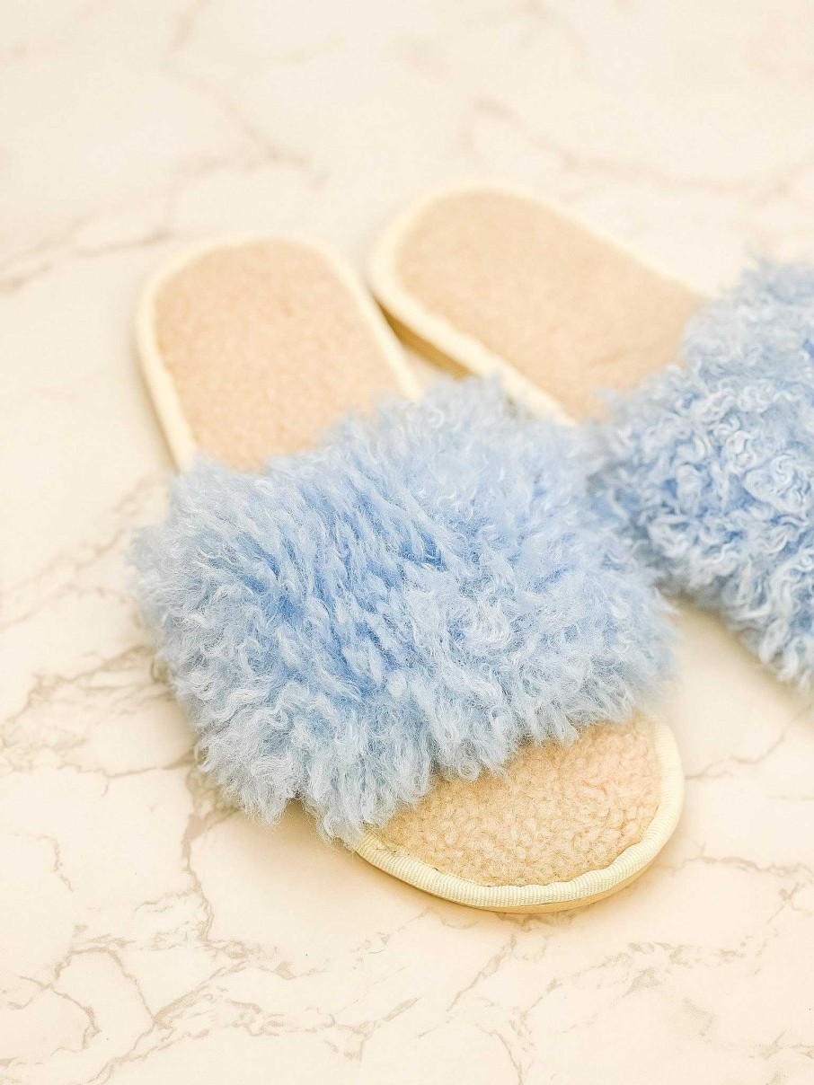 Shoes Prep Obsessed AZ | Blue Faux Fur Slippers