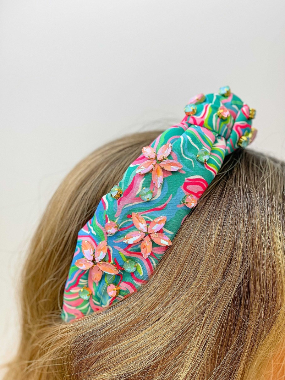 Accessories Brianna Cannon Headbands | Flower Crystal Bright Spring Floral Headband By Brianna Cannon