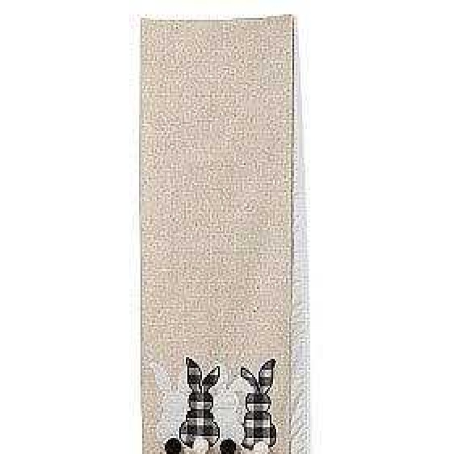 Home Decor Gerson | Black Gingham Pom Tail Bunny Table Runner