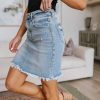 Clothing Ave Shops Skirts | Stephanie Raw Hem Denim Skirt (Ships In 1-2 Weeks)