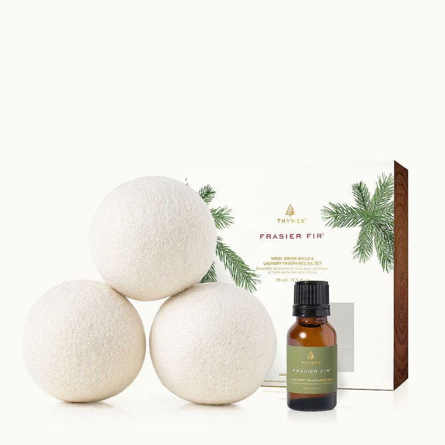 Home Decor Thymes | Frasier Fir Wool Dryer Balls & Laundry Fragrance Oil Set By Thymes