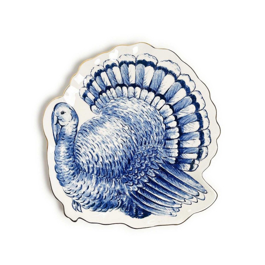 Home Decor Two's Company | Blue & White Turkey Serving Plate