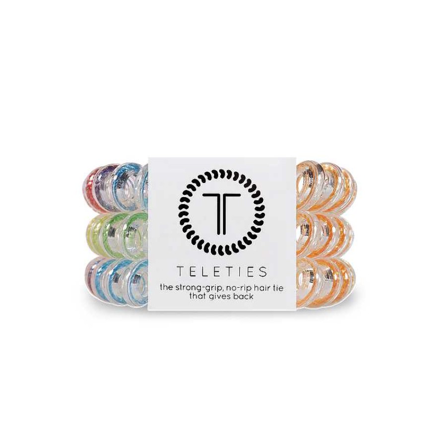 Accessories Teleties Hair Ties & Clips | Teleties Hair Tie - Large Band Pack Of 3 - Rainbow Rope