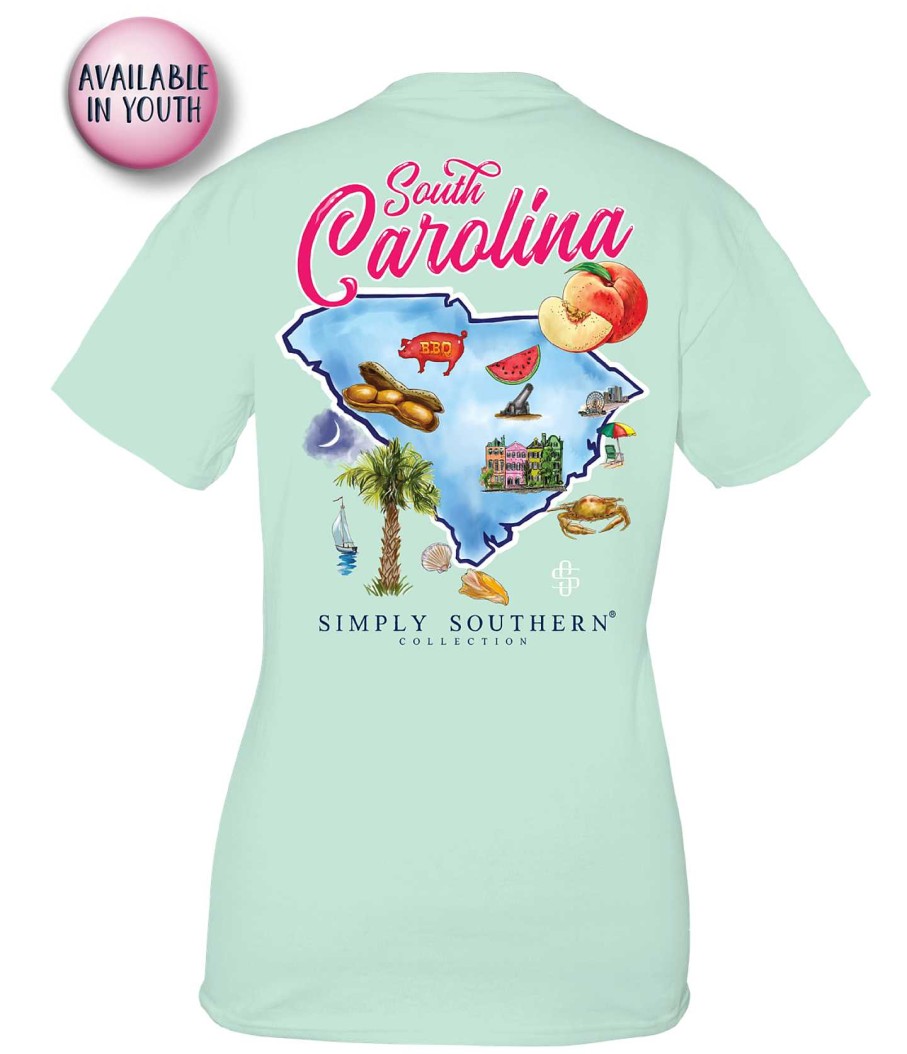 Clothing Simply Southern Short Sleeve | Youth South Carolina State Short Sleeve Tee By Simply Southern