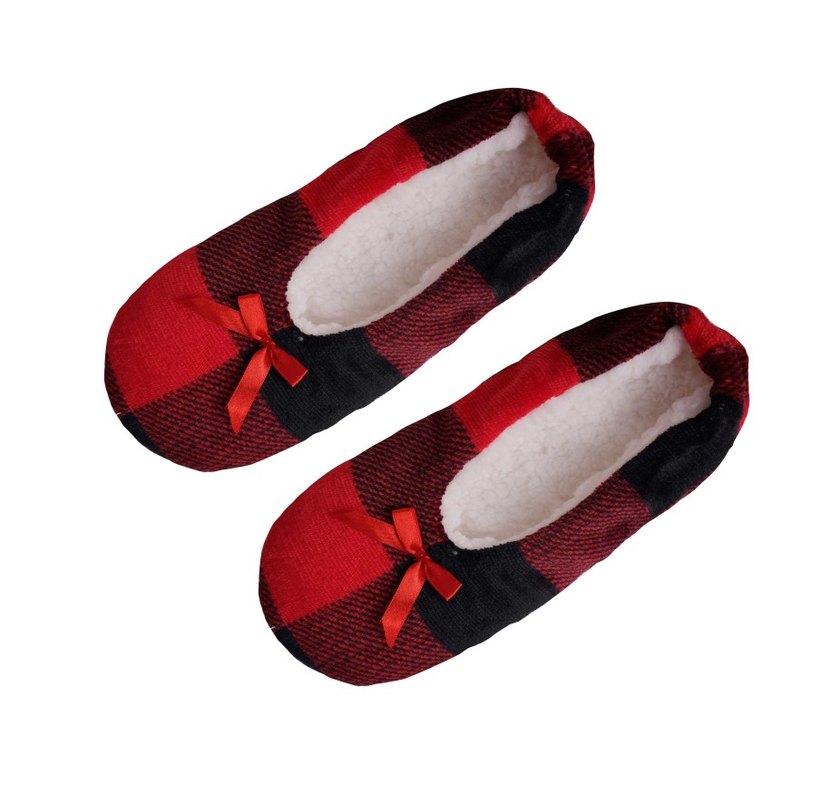 Shoes Opportunities | Velvety Fleece Slippers - Christmas Plaid