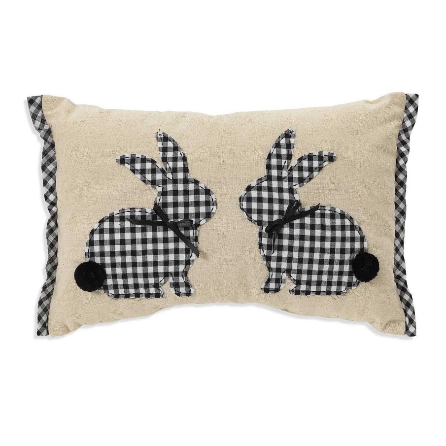 Home Decor Gerson | Black Gingham Easter Bunny Pillow