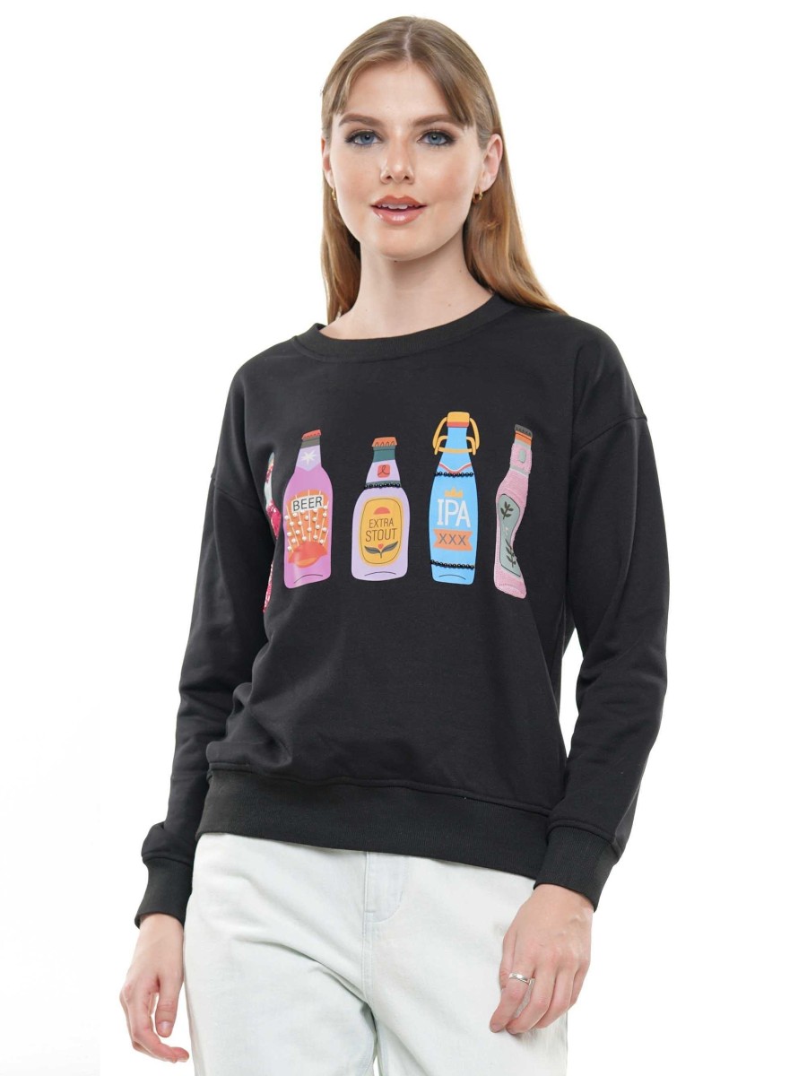 Clothing Why Dress Preppy Tees | Ipa' Beer Long Sleeve Pullover - Black