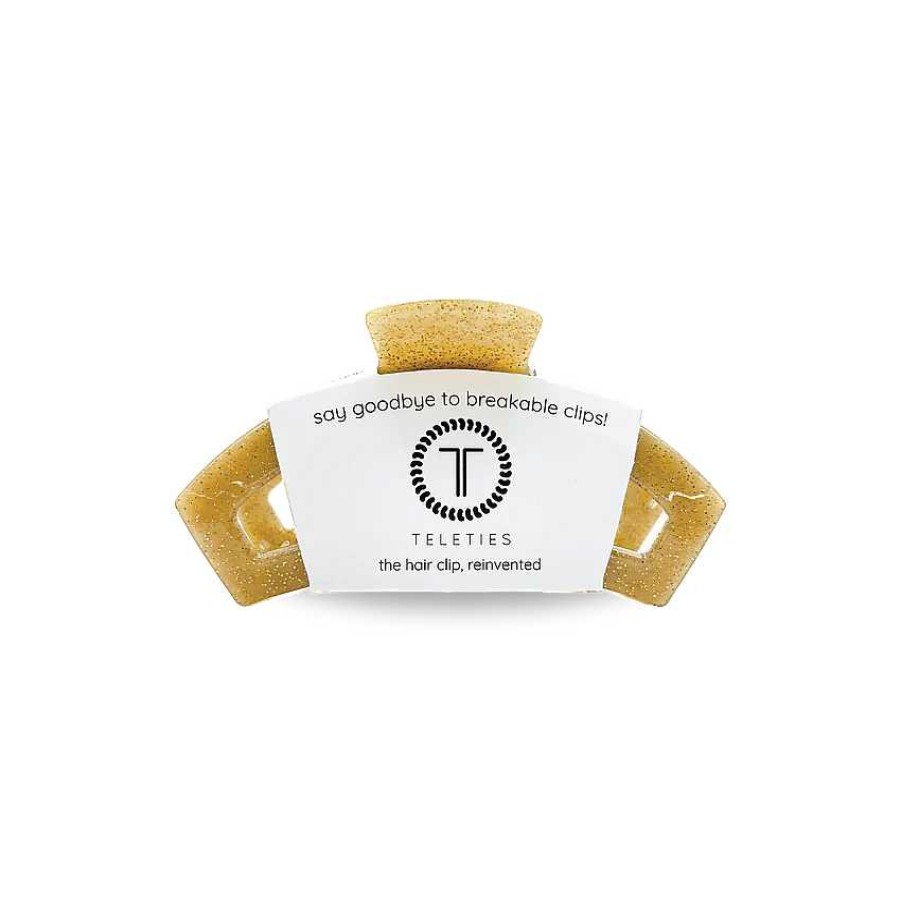 Accessories Teleties Hair Ties & Clips | Tiny Teleties Open Claw Clip - Gold Glitter