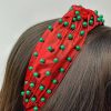 Accessories Prep Obsessed JS Headbands | Christmas Pearl Embellished Top Knot Headband - Red