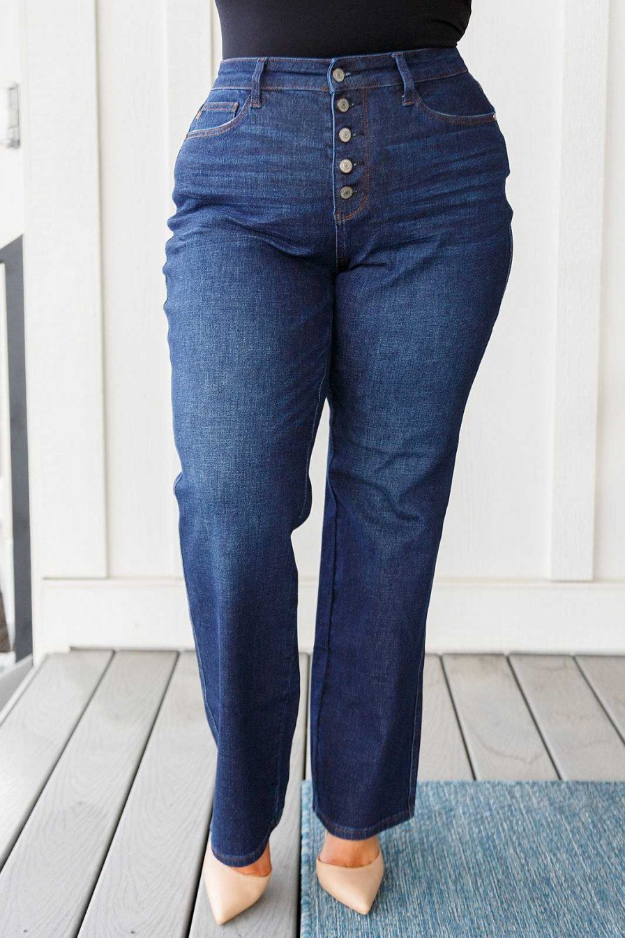 Clothing Ave Shops Denim | Arlo High Rise Button-Fly Straight Jeans By Judy Blue