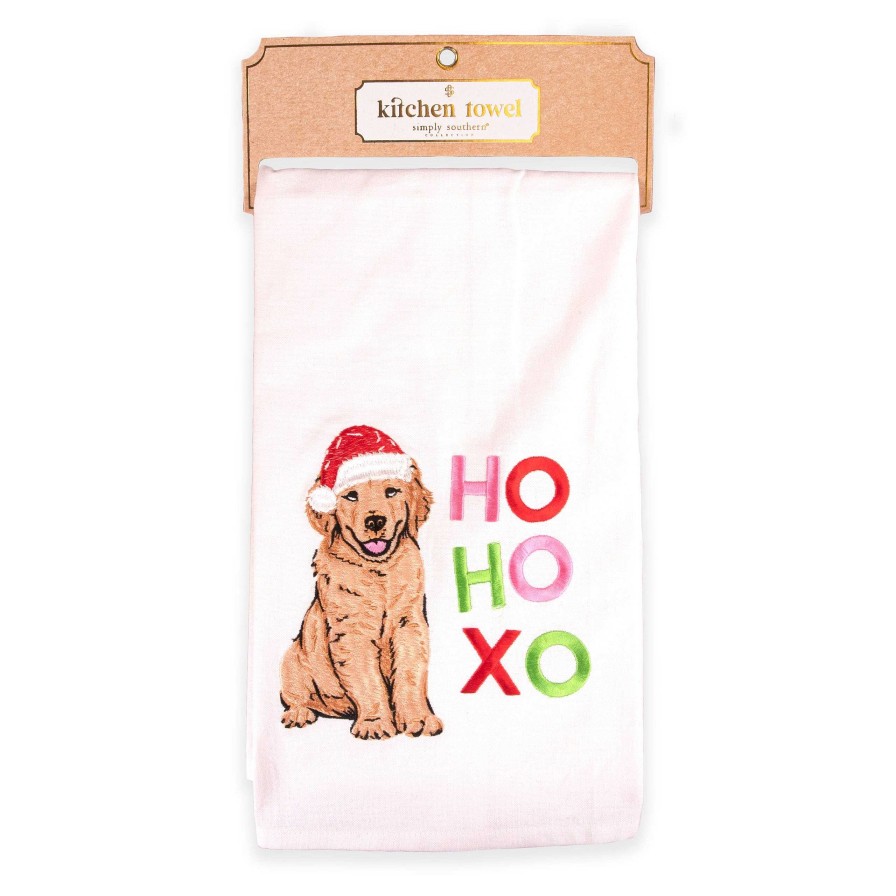 Home Decor Simply Southern | Ho Ho Xo' Puppy Kitchen Towel By Simply Southern