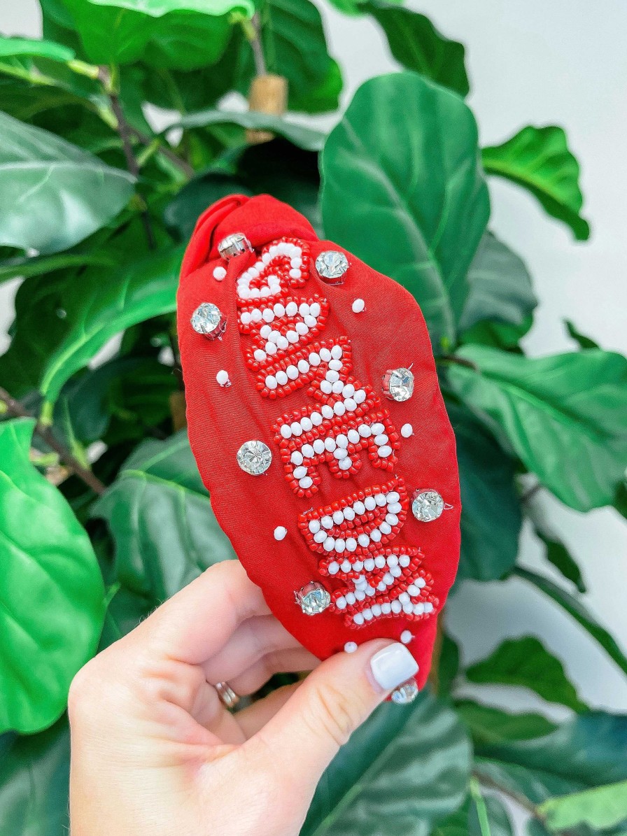 Accessories Prep Obsessed TL Headbands | Game Day' Embellished Headband - Red & White