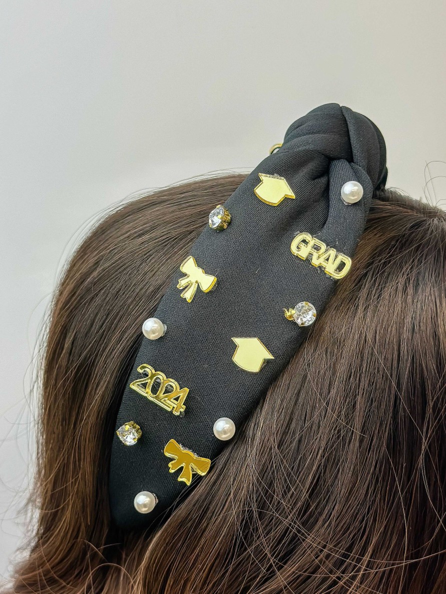 Accessories Prep Obsessed TL Headbands | 2024' Grad Embellished Headband - Black