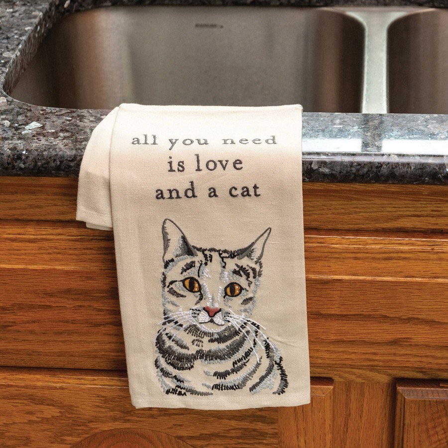 Home Decor Primitives By Kathy | All You Need Is Love And A Cat' Dish Towel