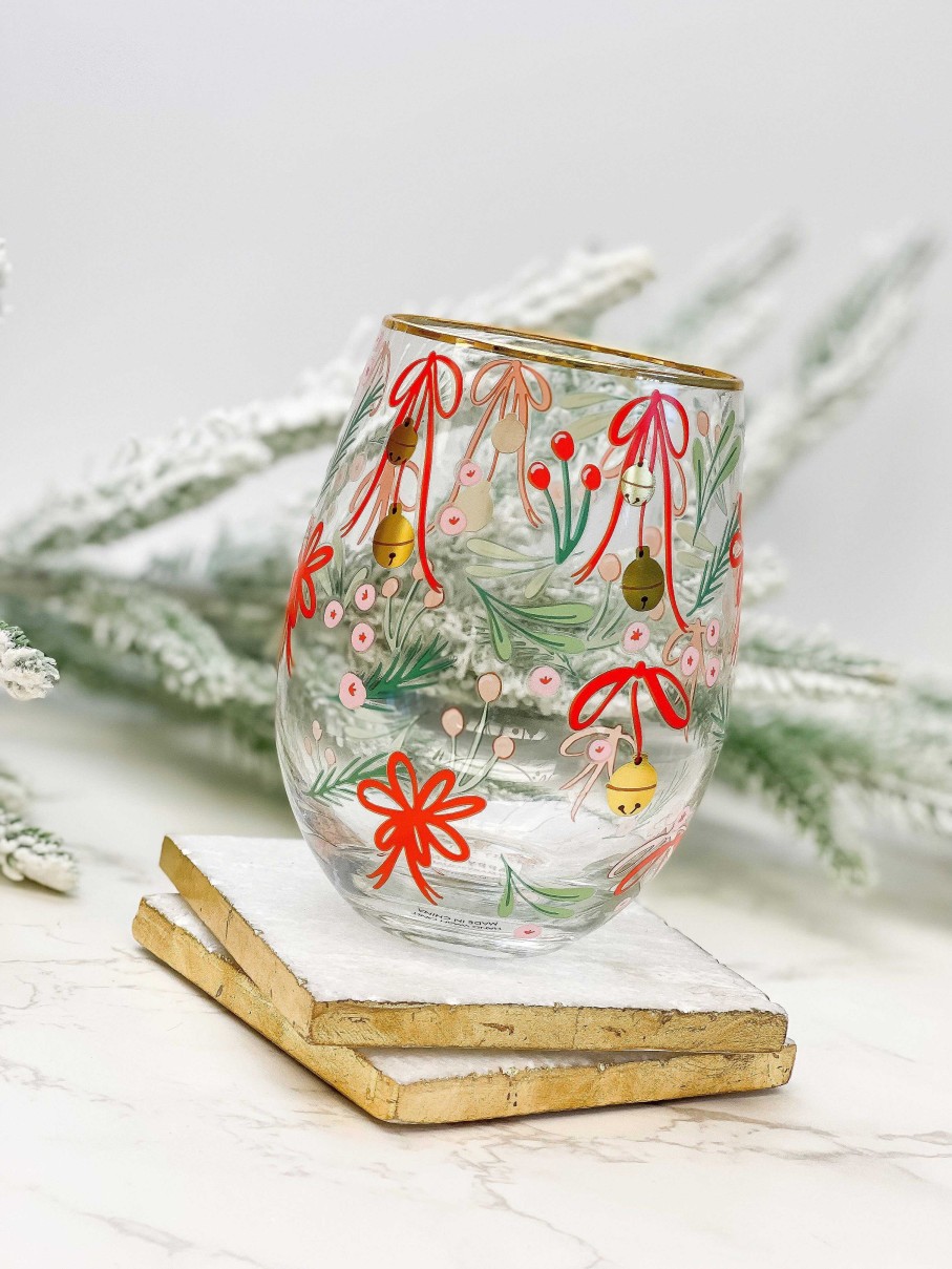 Home Decor Mary Square | Jingle Bells Stemless Wine Glass