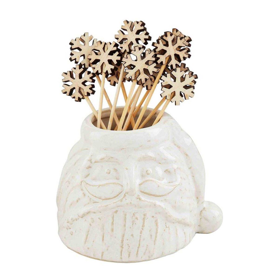 Home Decor Mud Pie | White Christmas Toothpick Caddy By Mud Pie