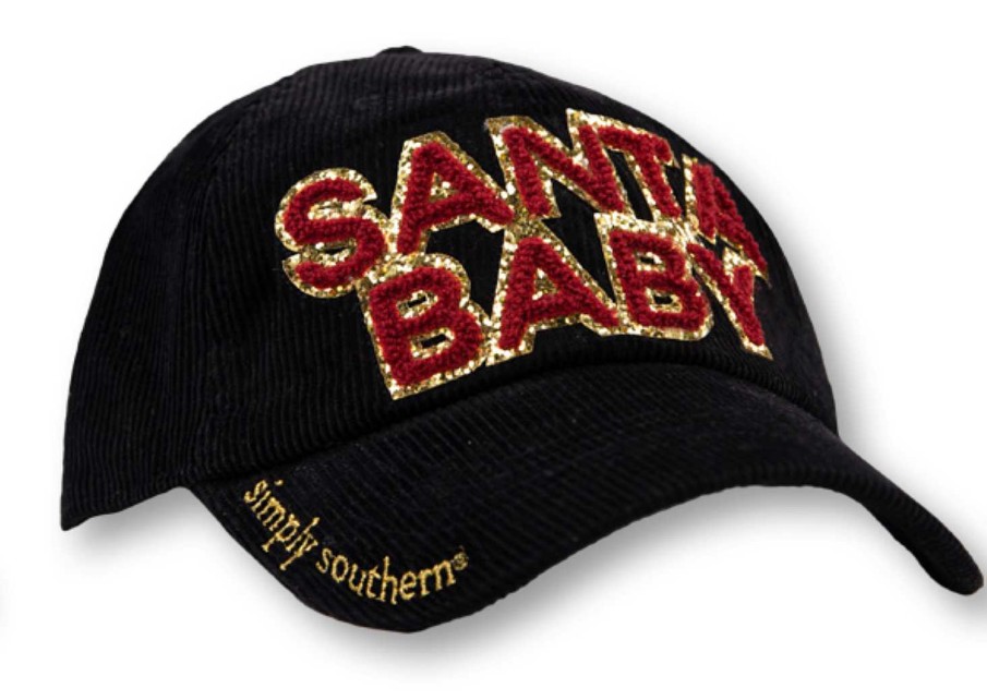 Accessories Simply Southern Ball Caps | Santa Baby' Chenille Patch Hat By Simply Southern