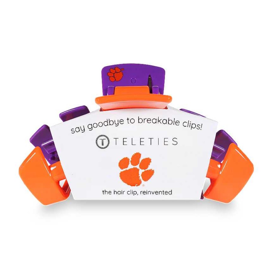 Accessories Teleties Hair Ties & Clips | Large Teleties Claw Clip - Clemson University