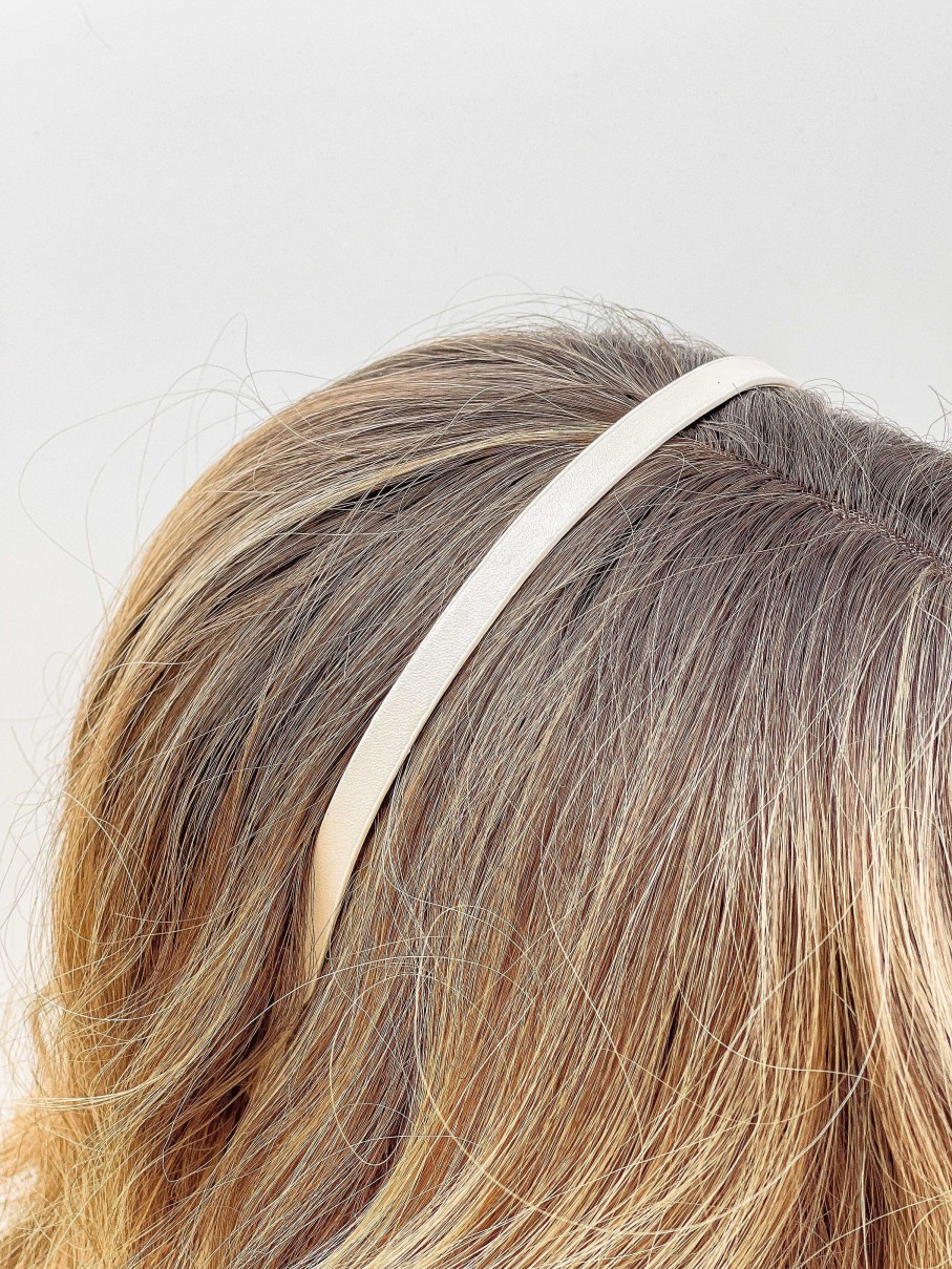 Accessories Prep Obsessed PR Headbands | Skinny Leather Headband - White