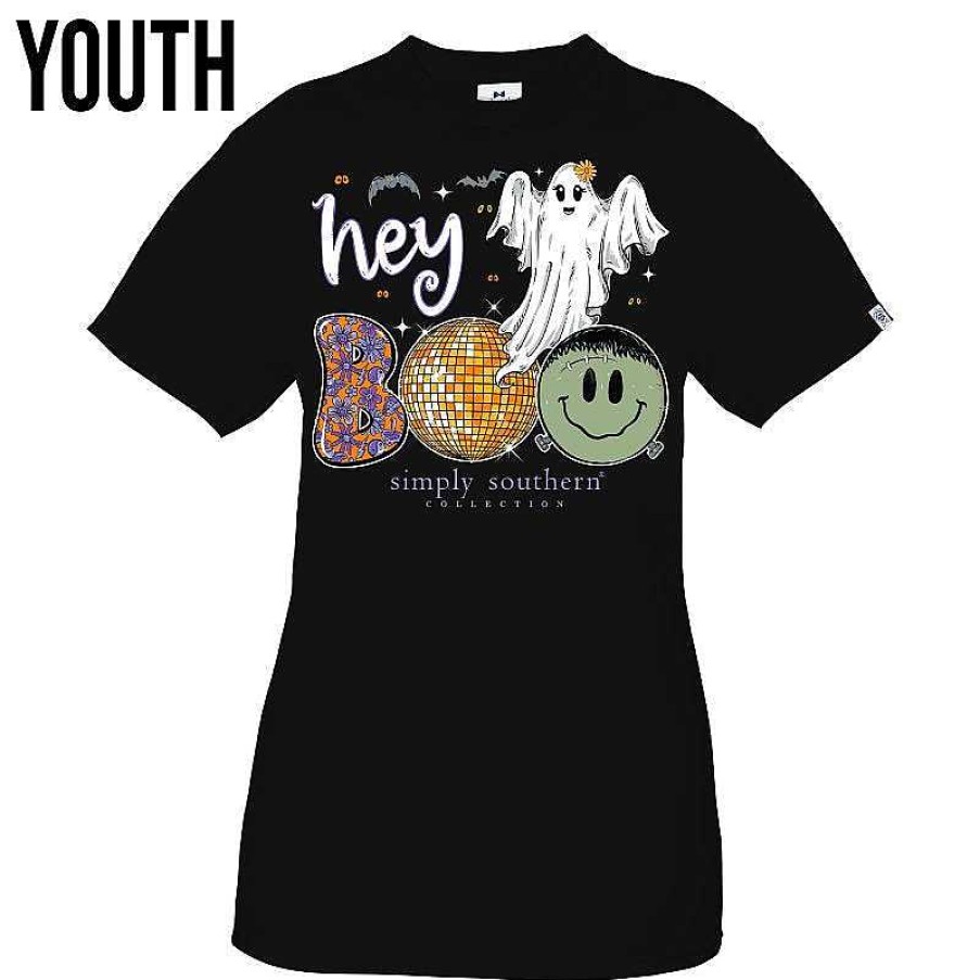 Clothing Simply Southern Short Sleeve | Youth 'Hey Boo' Ghost Short Sleeve Tee By Simply Southern