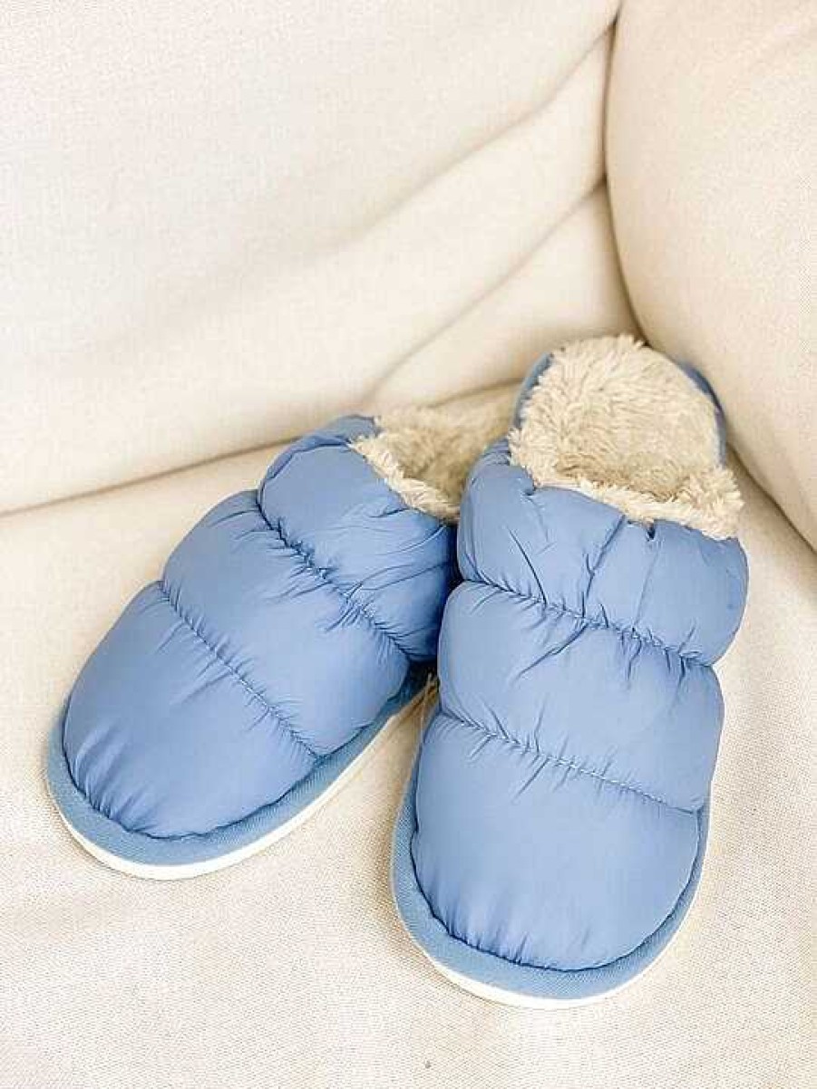 Shoes Prep Obsessed AZ | Puffy Quilted Slippers - Blue