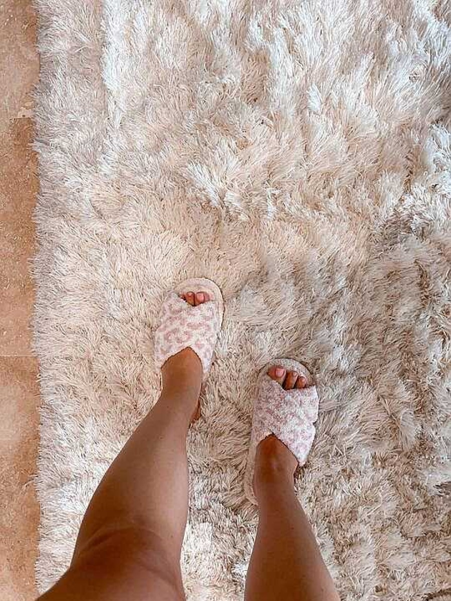 Shoes Prep Obsessed JTC | Leopard Criss Cross Fuzzy Slippers - Pink