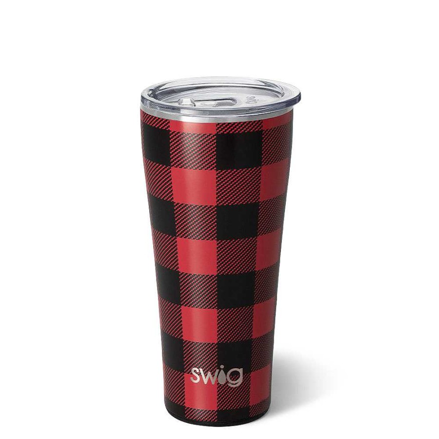 Home Decor Swig | Buffalo Plaid 32 Oz Stainless Steel Tumbler By Swig