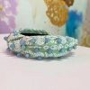 Accessories Brianna Cannon Hair Ties & Clips | Green & White Palm Headband With Aquamarine Beads By Brianna Cannon