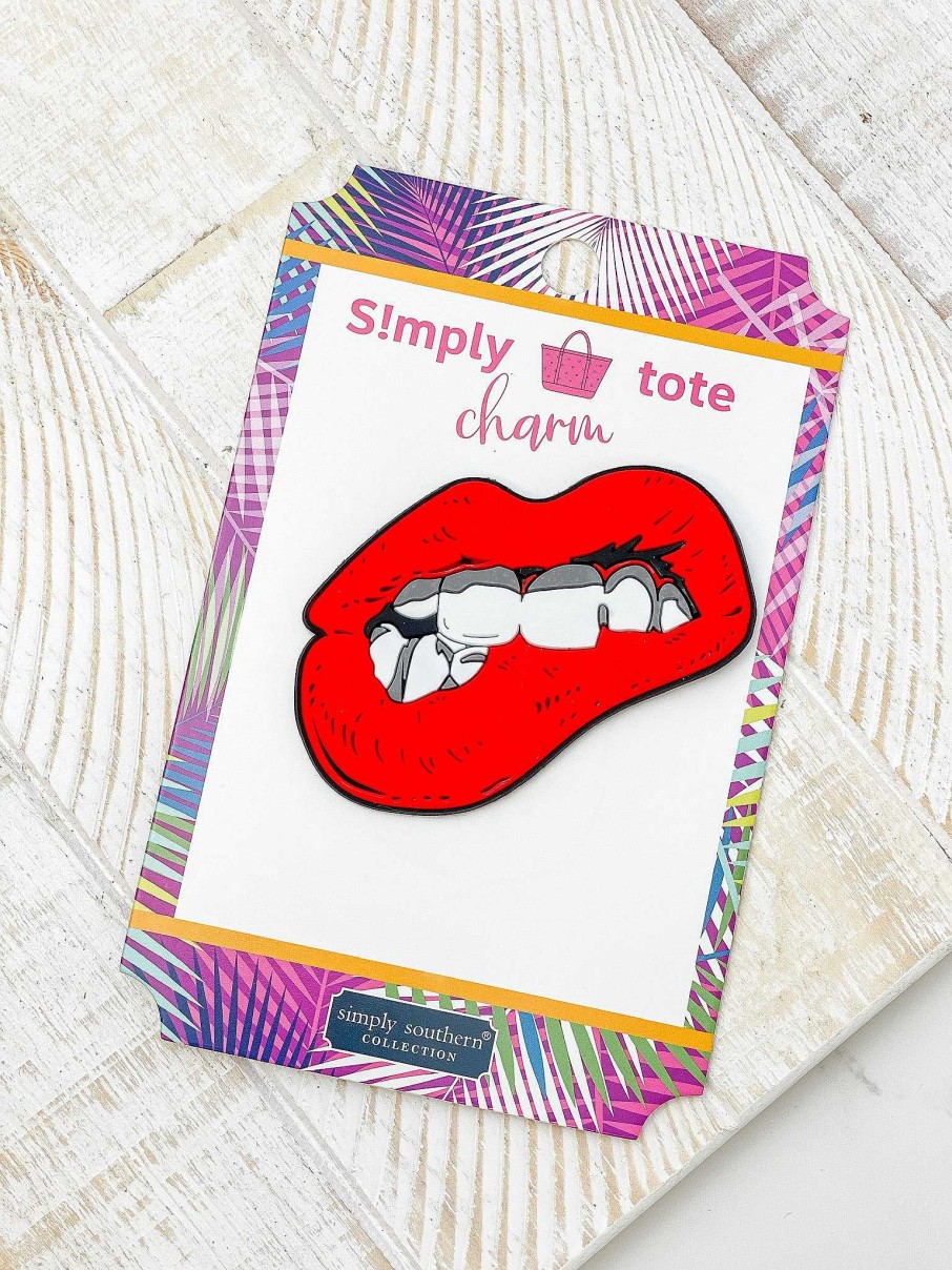 Accessories Simply Southern Tote Bags | Lips Tote Bag Charm By Simply Southern