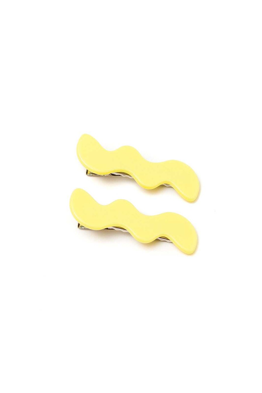 Accessories Ave Shops Hair Ties & Clips | Wavy Clip Set In Yellow (Ships In 1-2 Weeks)