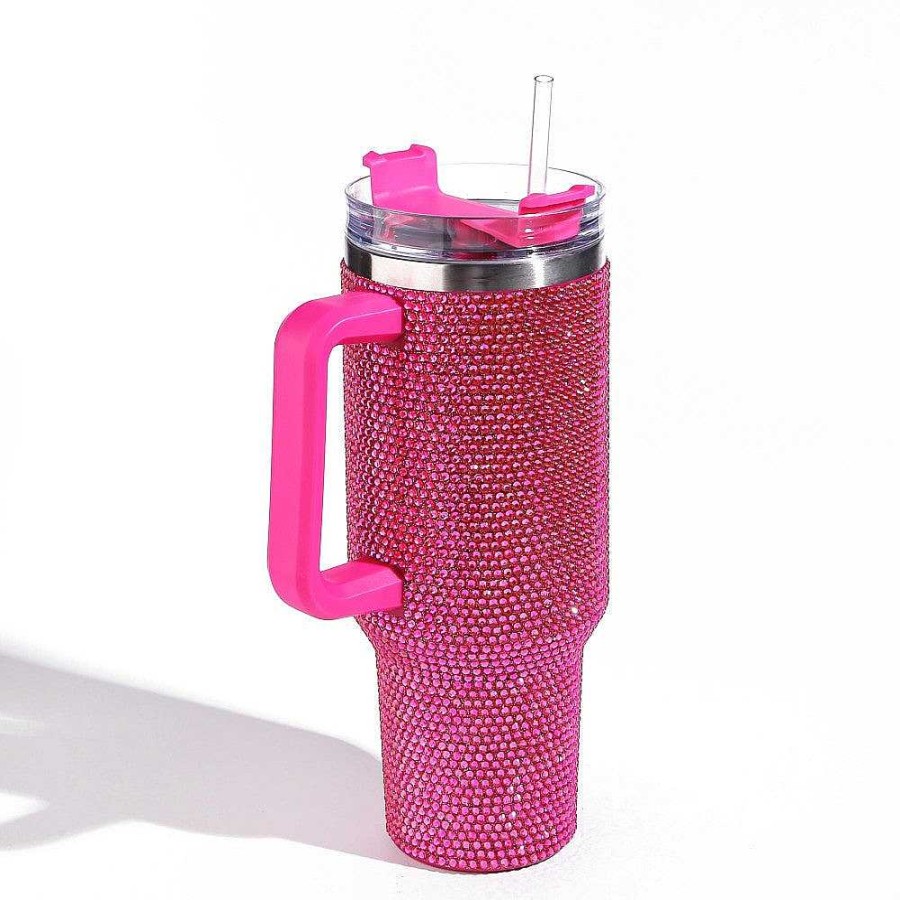 Home Decor Judson & Co | Rhinestone 40 Oz Tumbler With Handle - Hot Pink