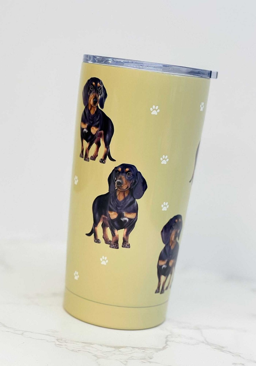 Home Decor E&S Pets | Black Dachshund Stainless Steel Tumbler