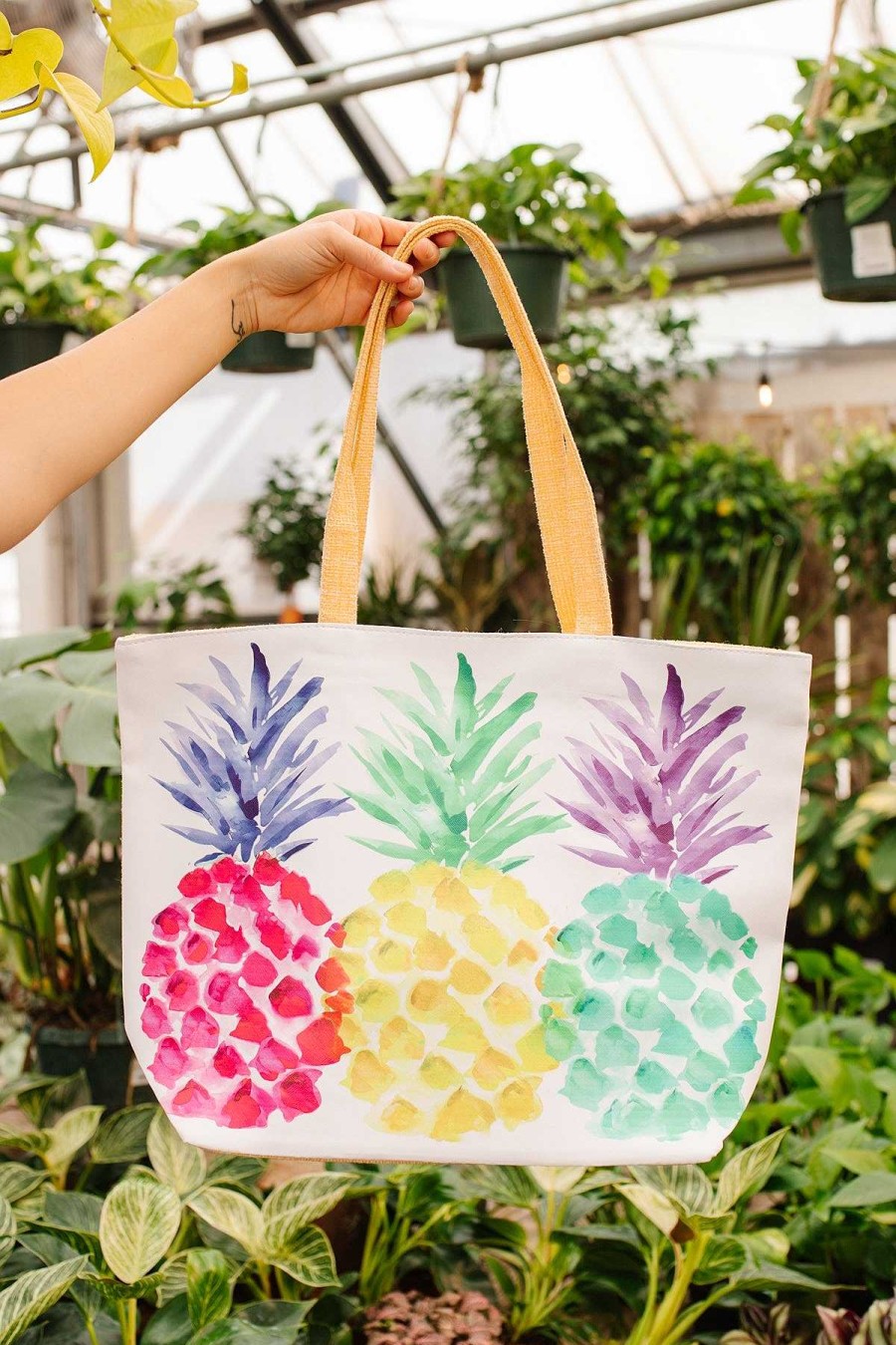 Accessories Ave Shops Tote Bags | Tropical Pineapple Tote