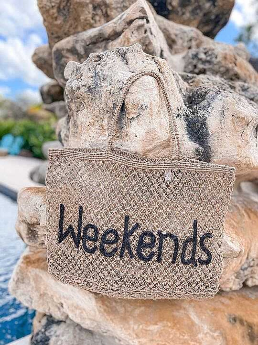 Accessories Prep Obsessed TL Tote Bags | Weekends' Jute Tote Bag