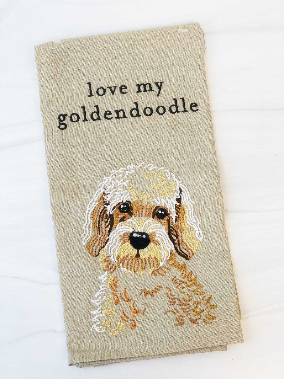 Home Decor Primitives By Kathy | Love My Goldendoodle' Dish Towel