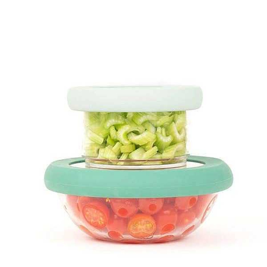 Home Decor Food Huggers | Flexible Silicone Glass Bowl Lid Set Of 2 - Gradual Green