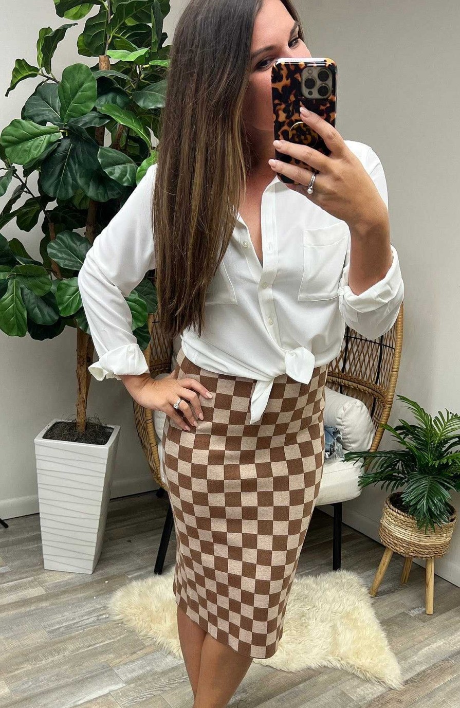 Clothing Ave Shops Skirts | Start Your Engines Checkered Midi Skirt