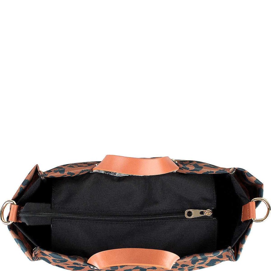 Accessories Boulevard Tote Bags | Codie Nylon Tote - Leopard (Ships In 1-2 Weeks)