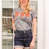 Clothing LH May Sale Denim | Stone Wash Open Seam Cuff Shorts By Judy Blue (Ships In 1-2 Weeks)