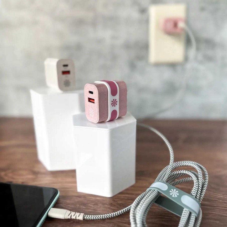 Home Decor Tech Candy | Double Play Eco Wall Power Adapter - Pink