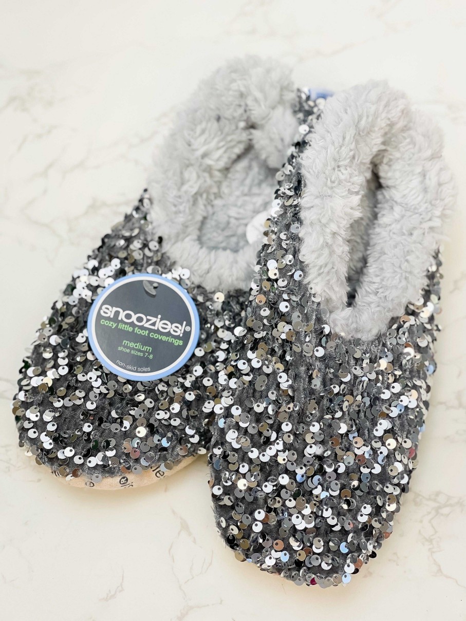 Shoes Snoozies! | Snoozies! Slippers - Glamorous Silver Sequins