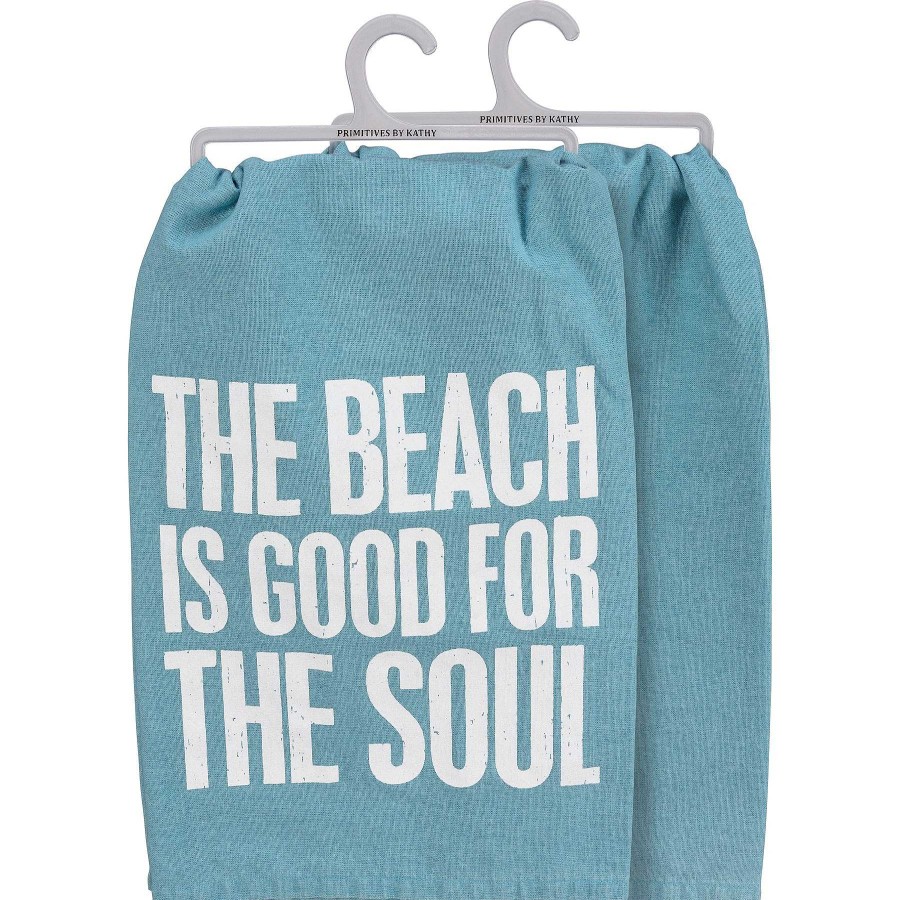 Home Decor Primitives By Kathy | The Beach Is Good For The Soul' Kitchen Towel