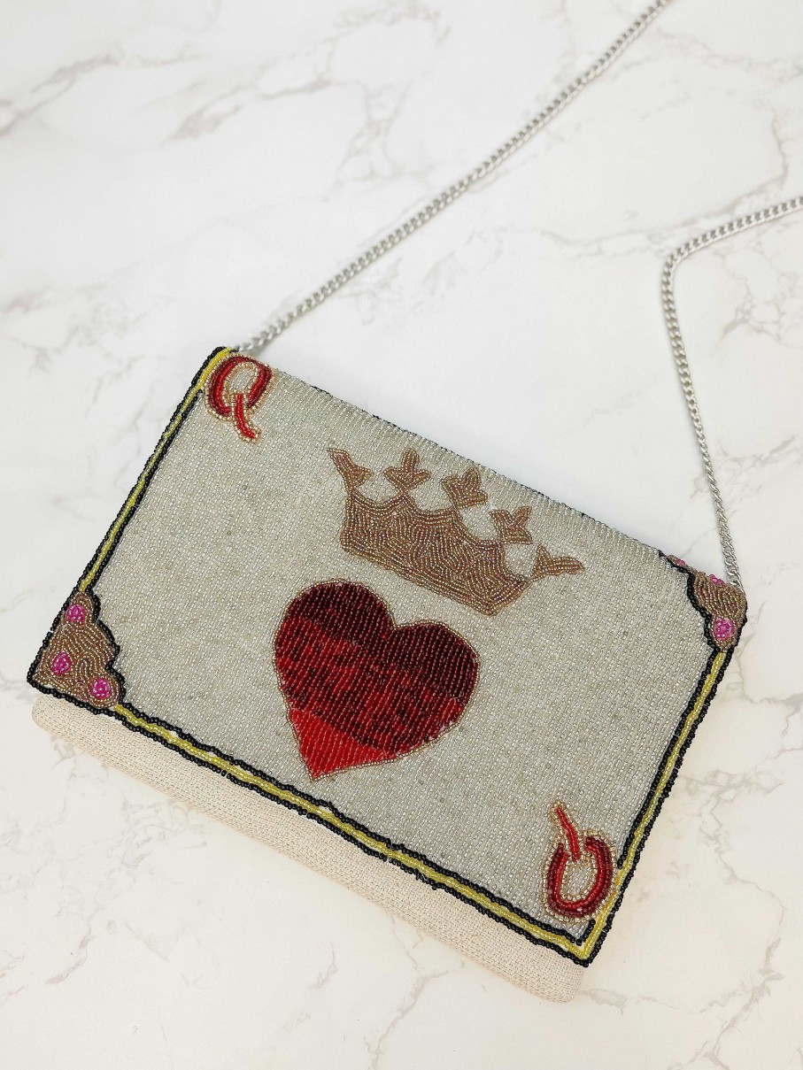 Accessories Prep Obsessed LAC Crossbody Bags | Queen Of Hearts Beaded Crossbody Clutch