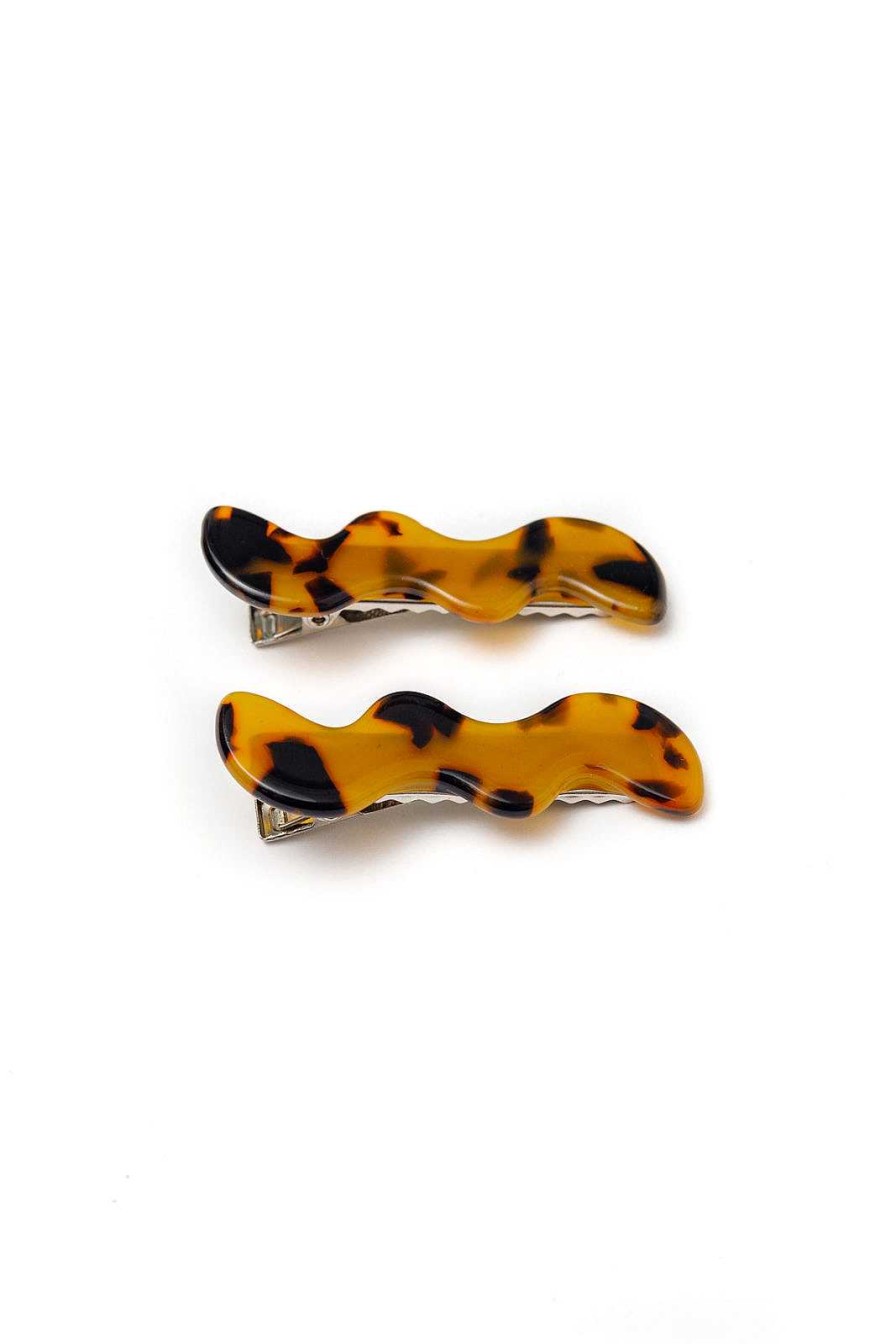 Accessories Ave Shops Hair Ties & Clips | Wavy Clip Set In Tortoise (Ships In 1-2 Weeks)