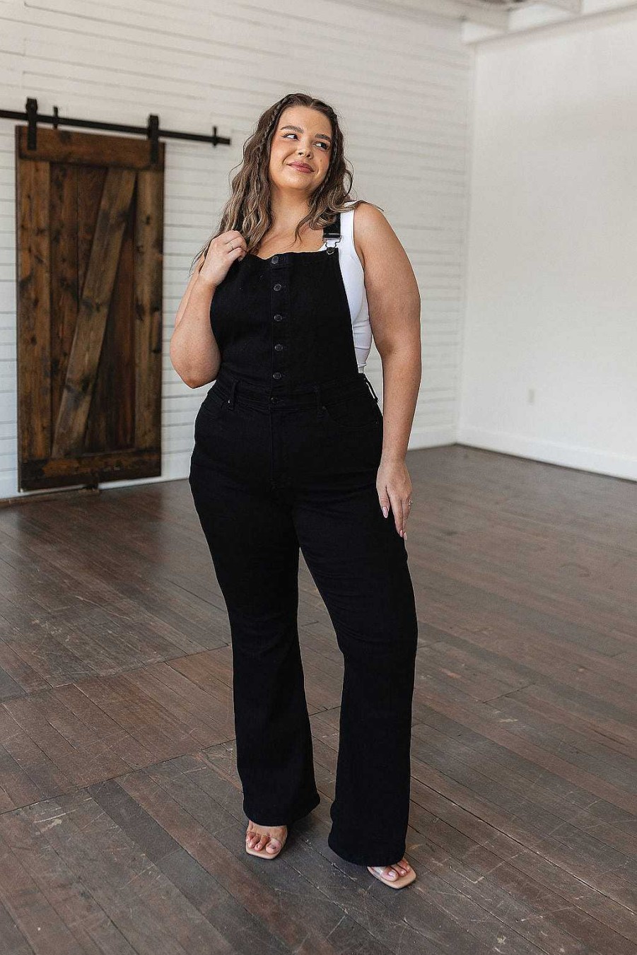 Clothing Ave Shops Denim | Imogene Control Top Retro Flare Overalls In Black By Judy Blue