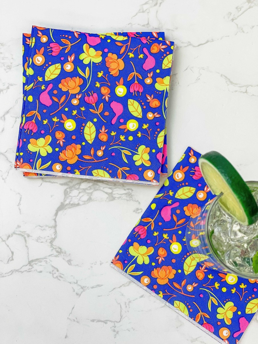 Home Decor Nora Fleming | Parakeet Cocktail Napkins By Nora Fleming